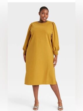 Who What Wear Mustard Midi Dress